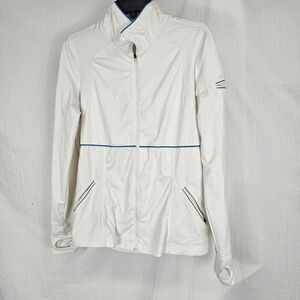 Athleta Jacket Large White  Full Zip Back Pocket Stretch Running 862099